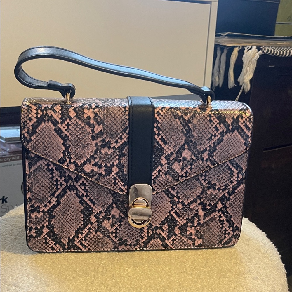 Pink Snake Print Women's Bag